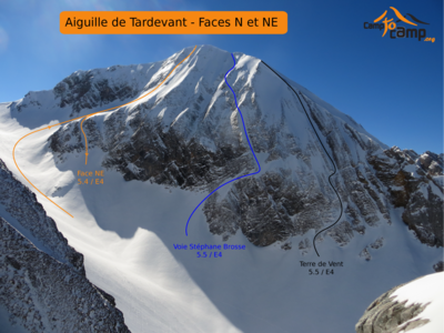 Face Nord de L'Aiguille de Tardevant - Des itinéraires qui penchent