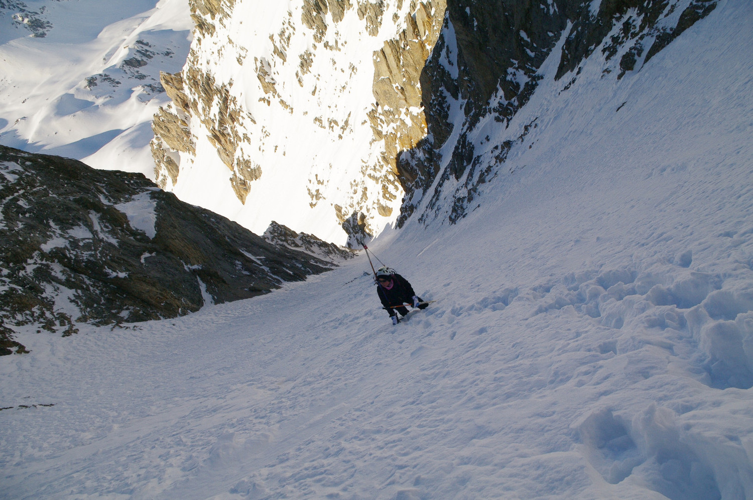Pas loin du sommet du couloir de Grand Bagna
