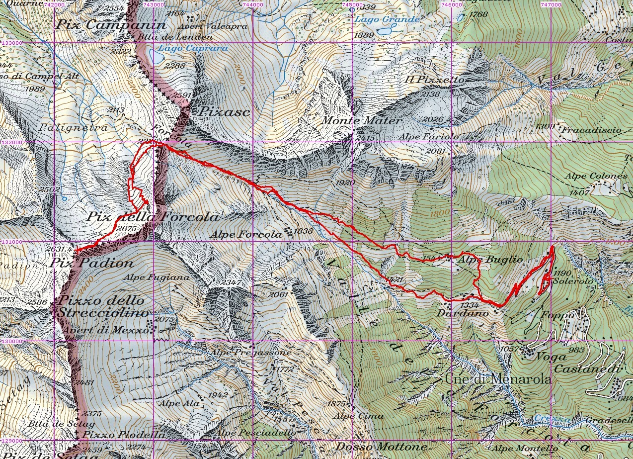 Piz Padion 2631m Valle della Forcola, svil. 8,9km gita del 18-03-2014