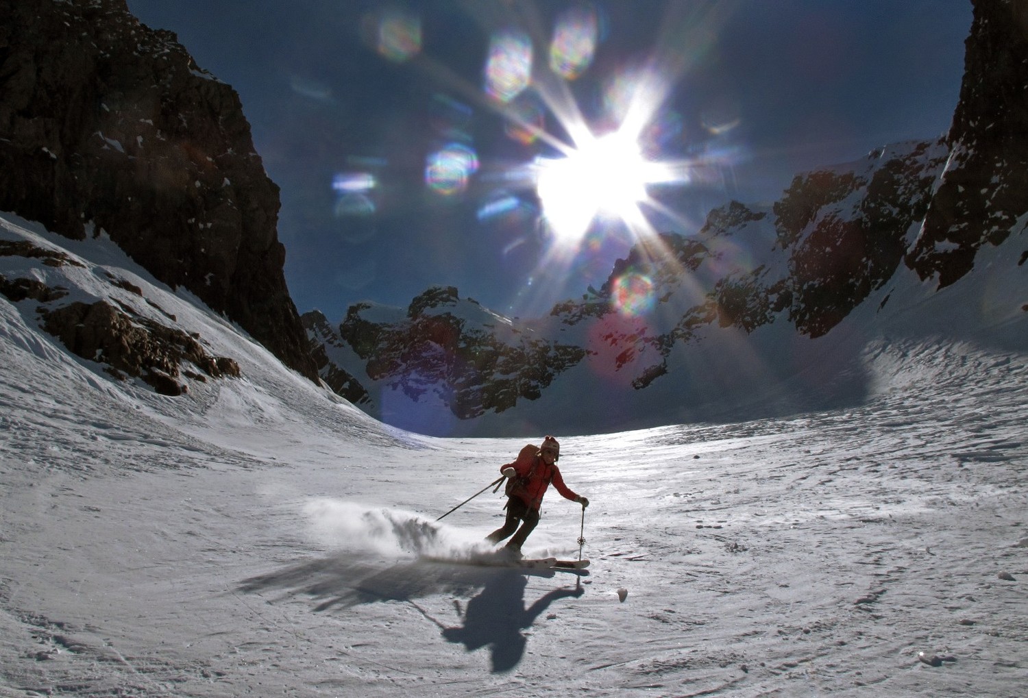 Canalone del Druet; Nadia nella parte alta, alle prese con curve...