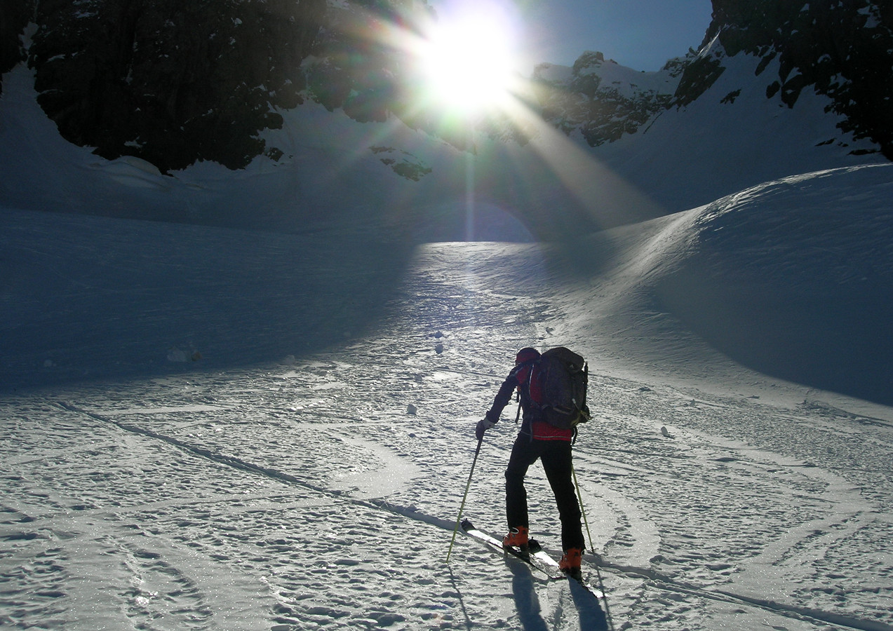 Canalone del Druet; primo sole della giornata...