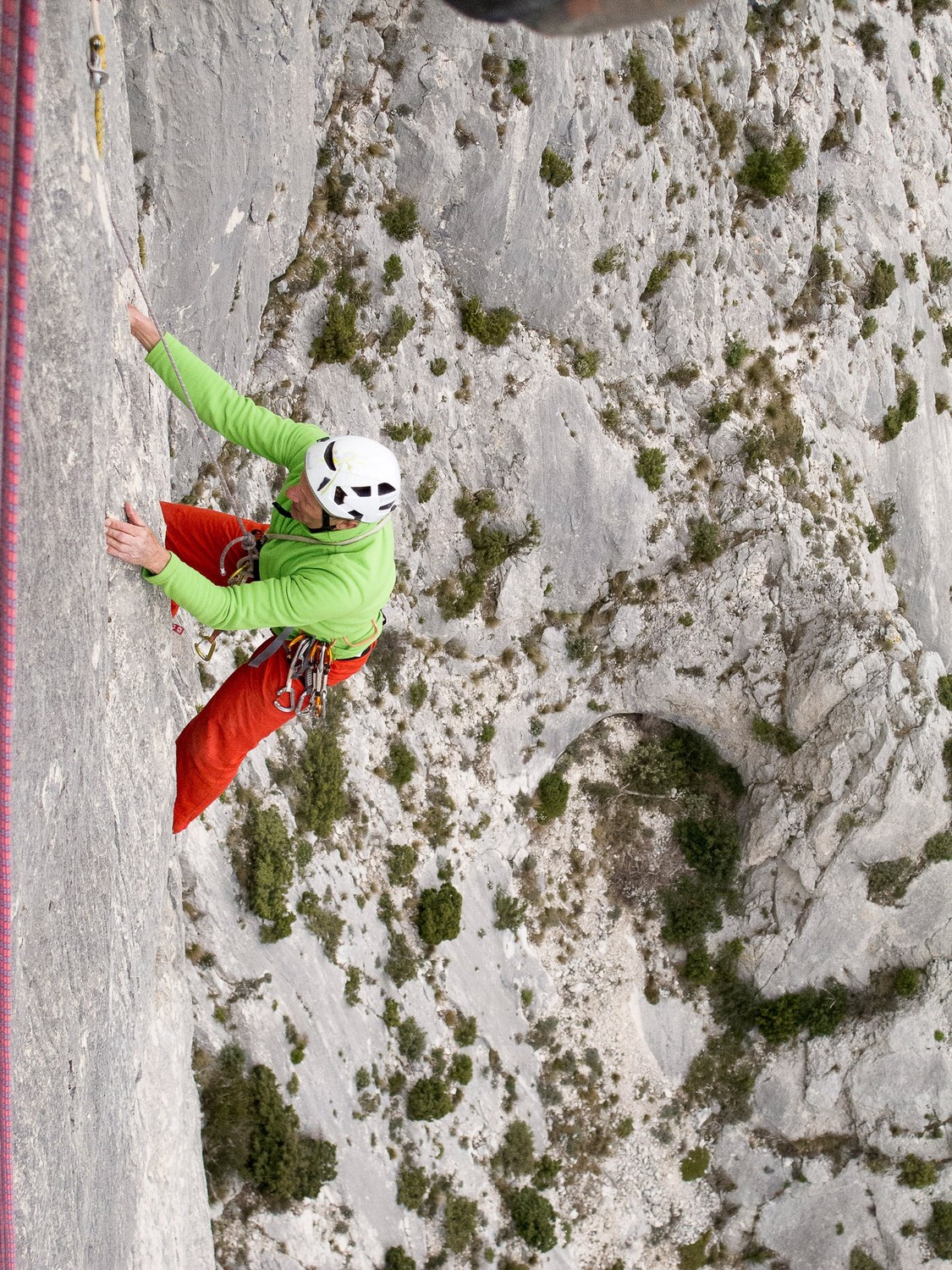 Vincent à la sortie du crux de L2 (6c)