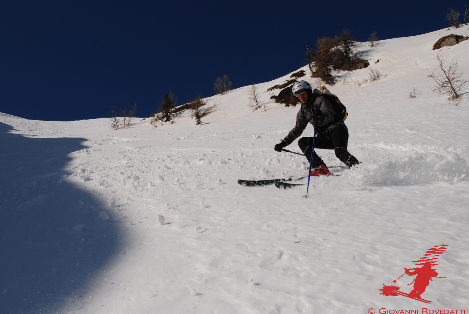 Durante la discesa dal canalone N del Pizzo dei Galli 2217m