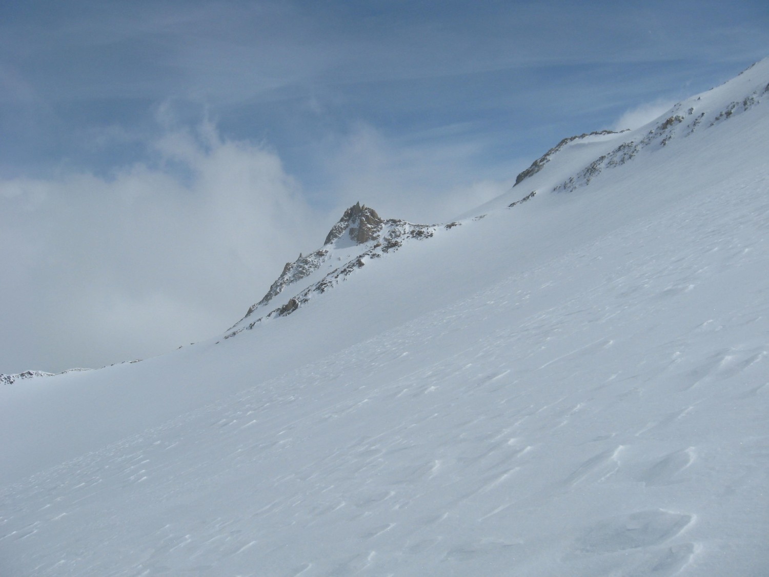 Glacier des Grands: départ du couloir à gauche