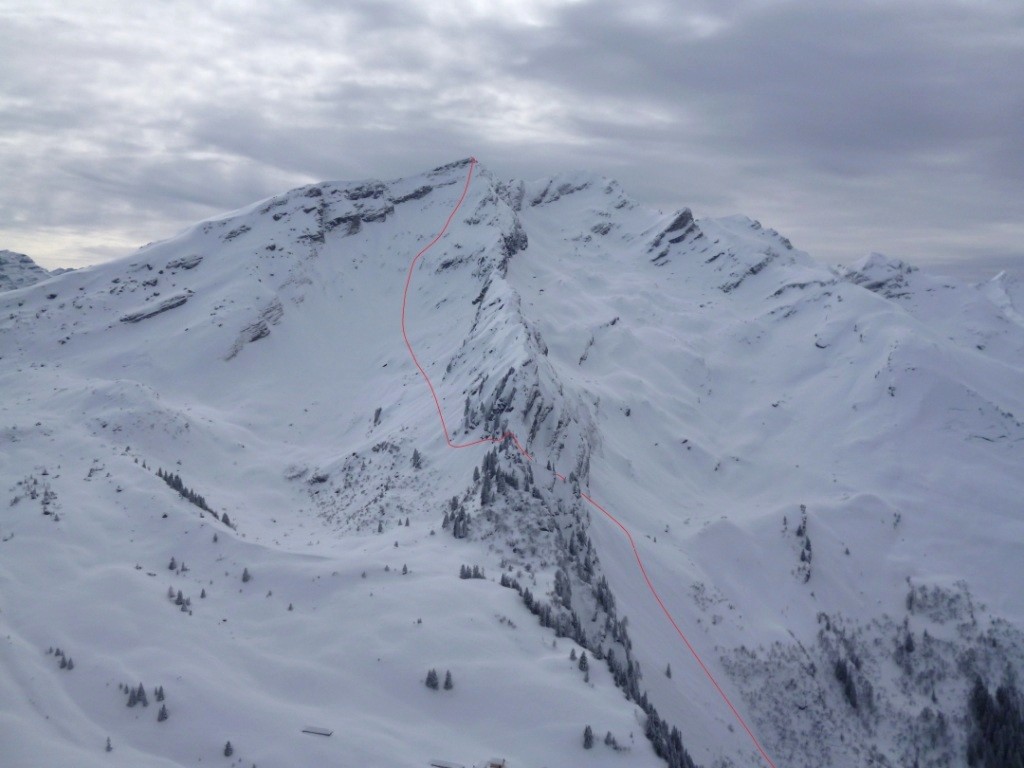 Face NE de la Tornette ou Para (tracé)