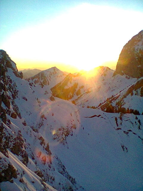 Couloir du Serpent - Cornettes au soleil couchant