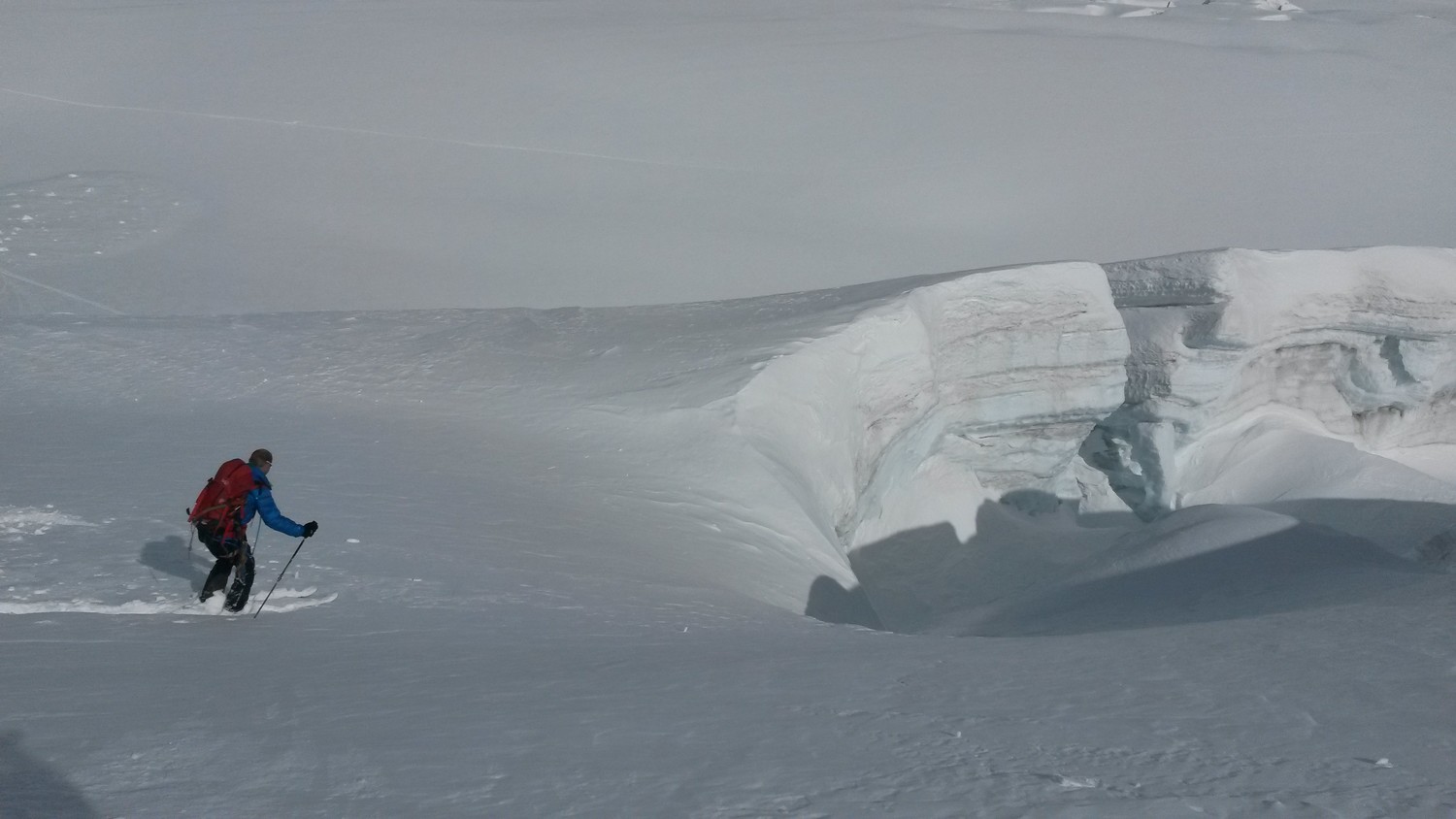 Un peu crispé devant la crevasse!!!!????