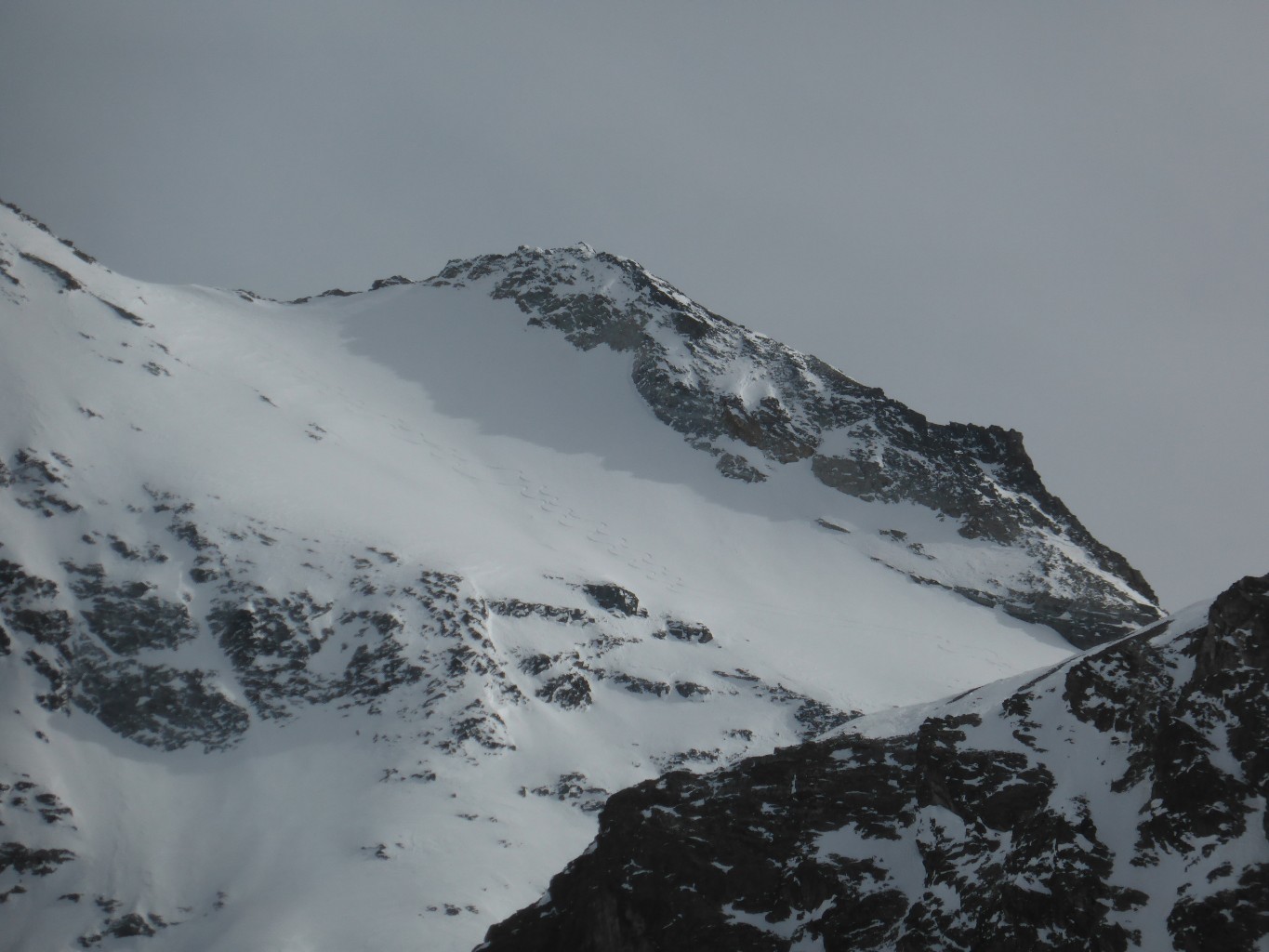 Nos traces tout là-haut vues de la piste de fond
