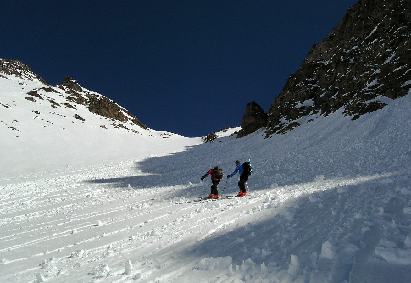 Piz d'Err; salita nel "canalone"...