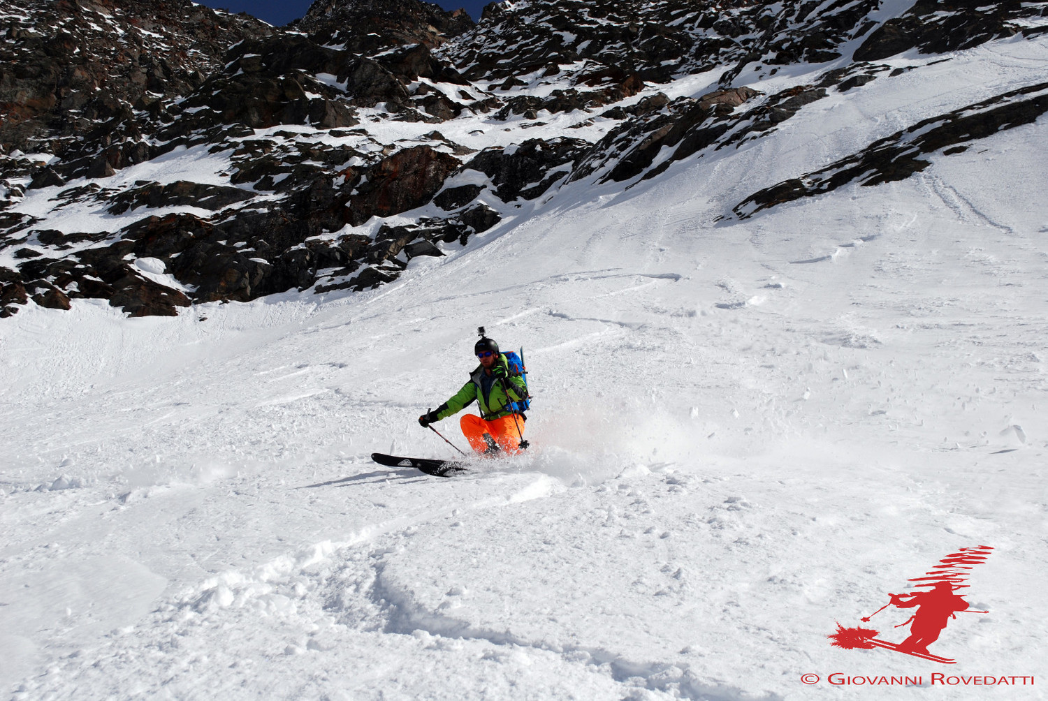 Valentino al di sotto della base del Canalone Cantrale al Pizzo Stella 3163m