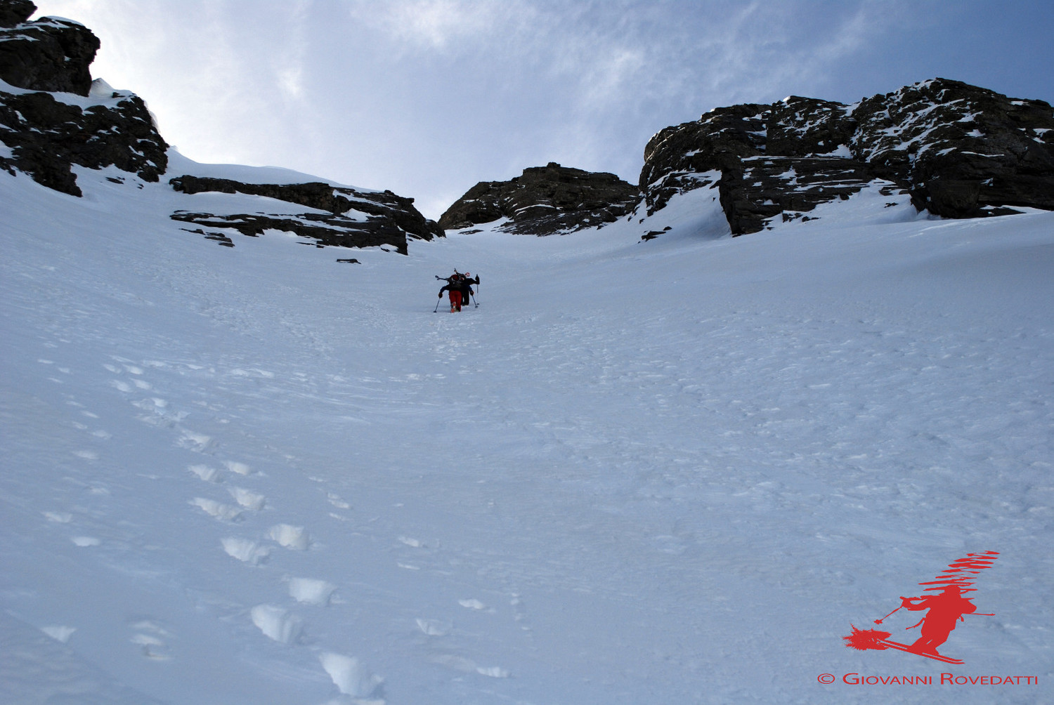 Nella parte alta del Canalone NW del Pizzo di Coca 3050m