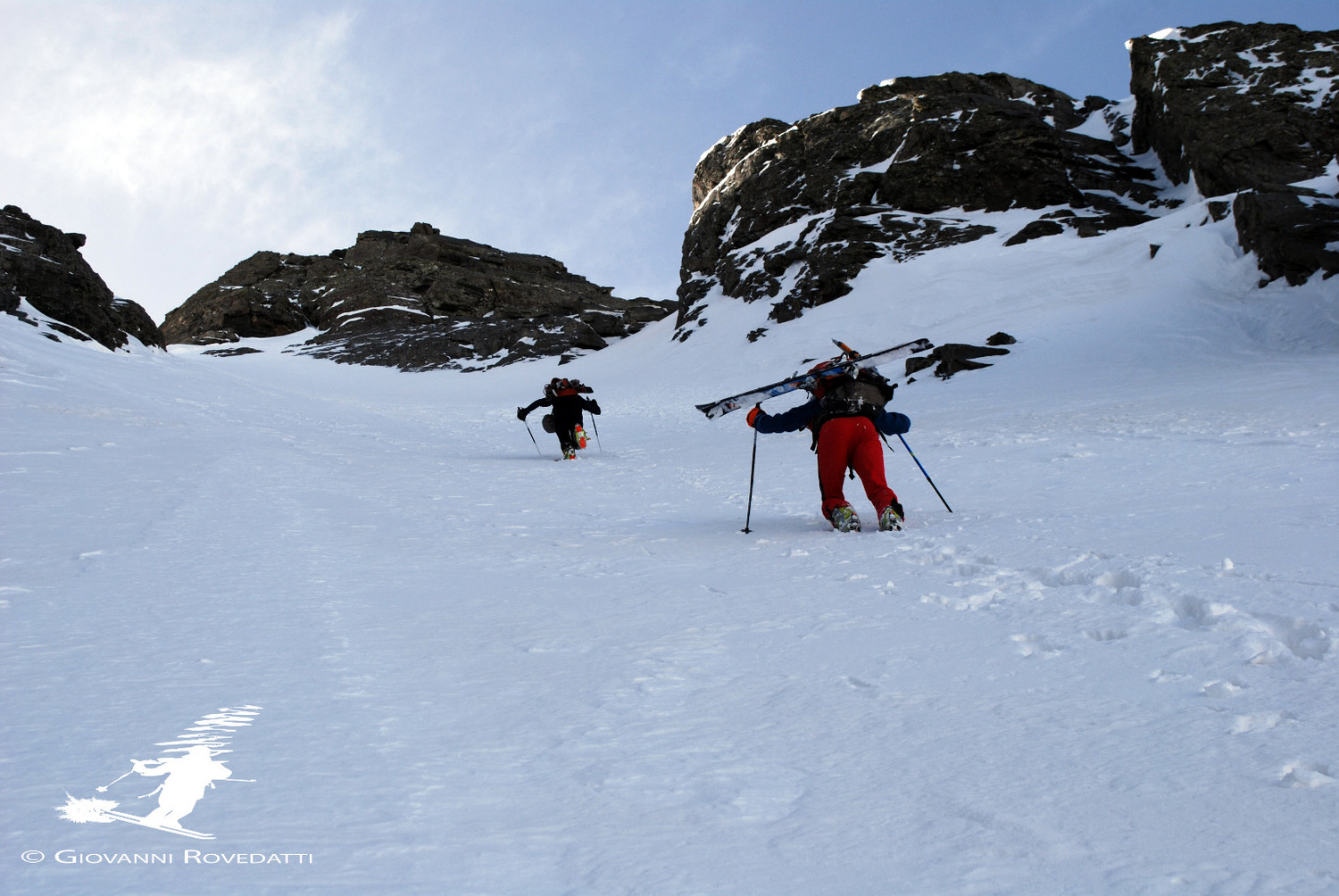 Nella parte alta del Canalone NW del Pizzo di Coca 3050m