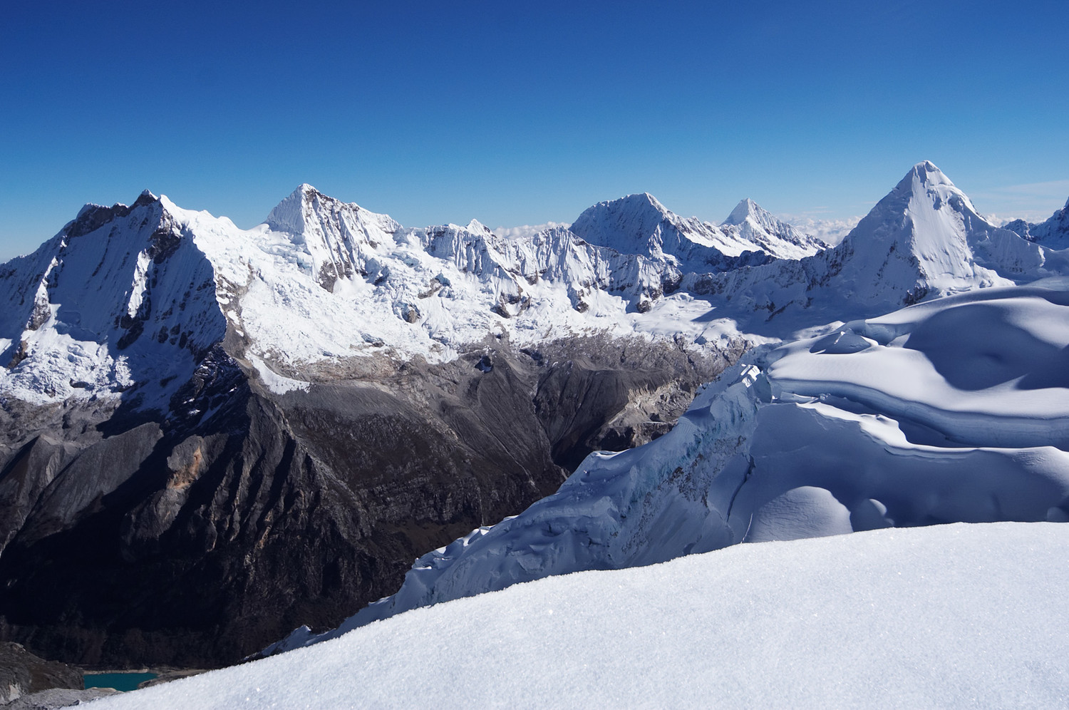 Nevado Pisco, Peru, Panorama vom Nevado Pisco, Blick auf die Cordillera Blanca