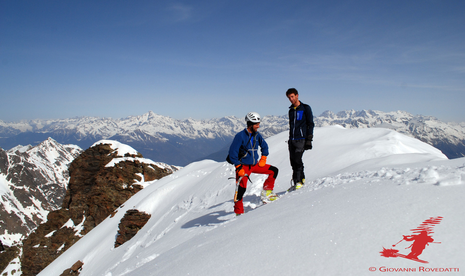 Enrico e Roberto in cima al Pizzo di Coca 3050 a sx l'anticima N (Cima Valtellinese)