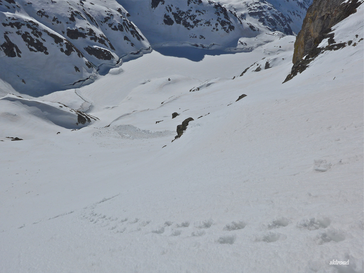 Les derniers mètres menant à la Terrasse en crampons.