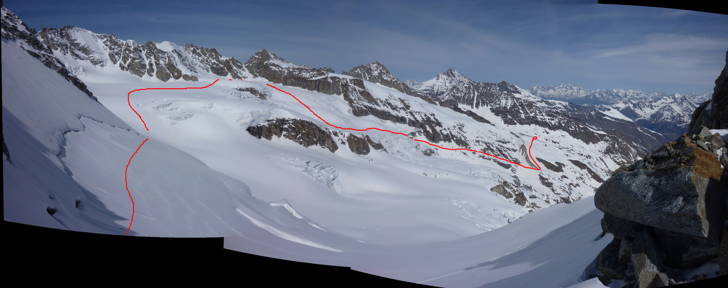 itinéraire sur le glacier de la Tribolazione (du col de Valnontey au bivouac Leonessa)