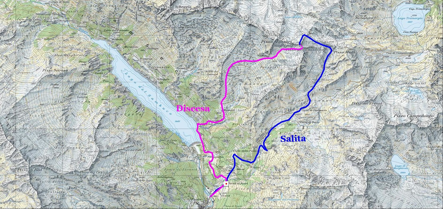 Tracce approssimative di salita e discesa