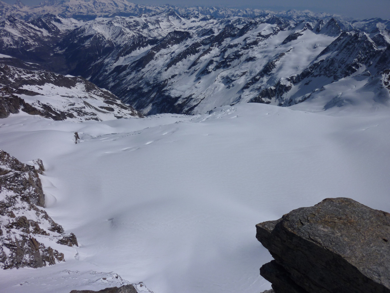 le glacier de la Tribolazione en contrebas, parcouru avant hier
