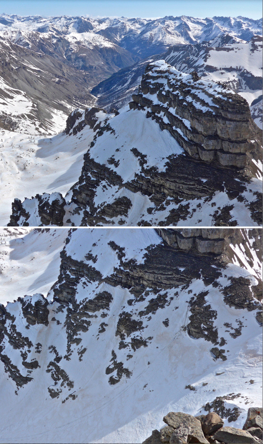 Vue plongeante sur Fort Carra et son Couloir N