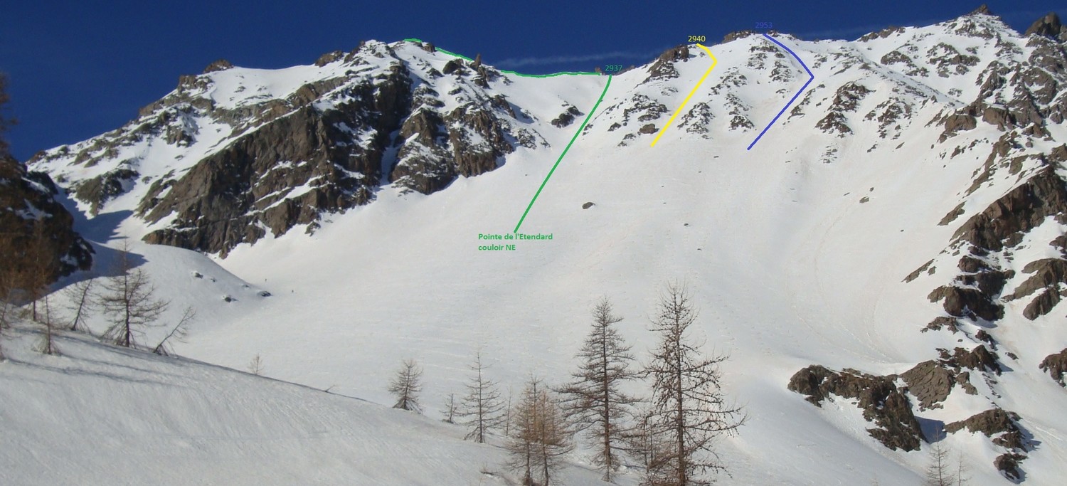 Couloirs NE Pointe de l'Etendard et Promontoire (Crête de Combeynot)