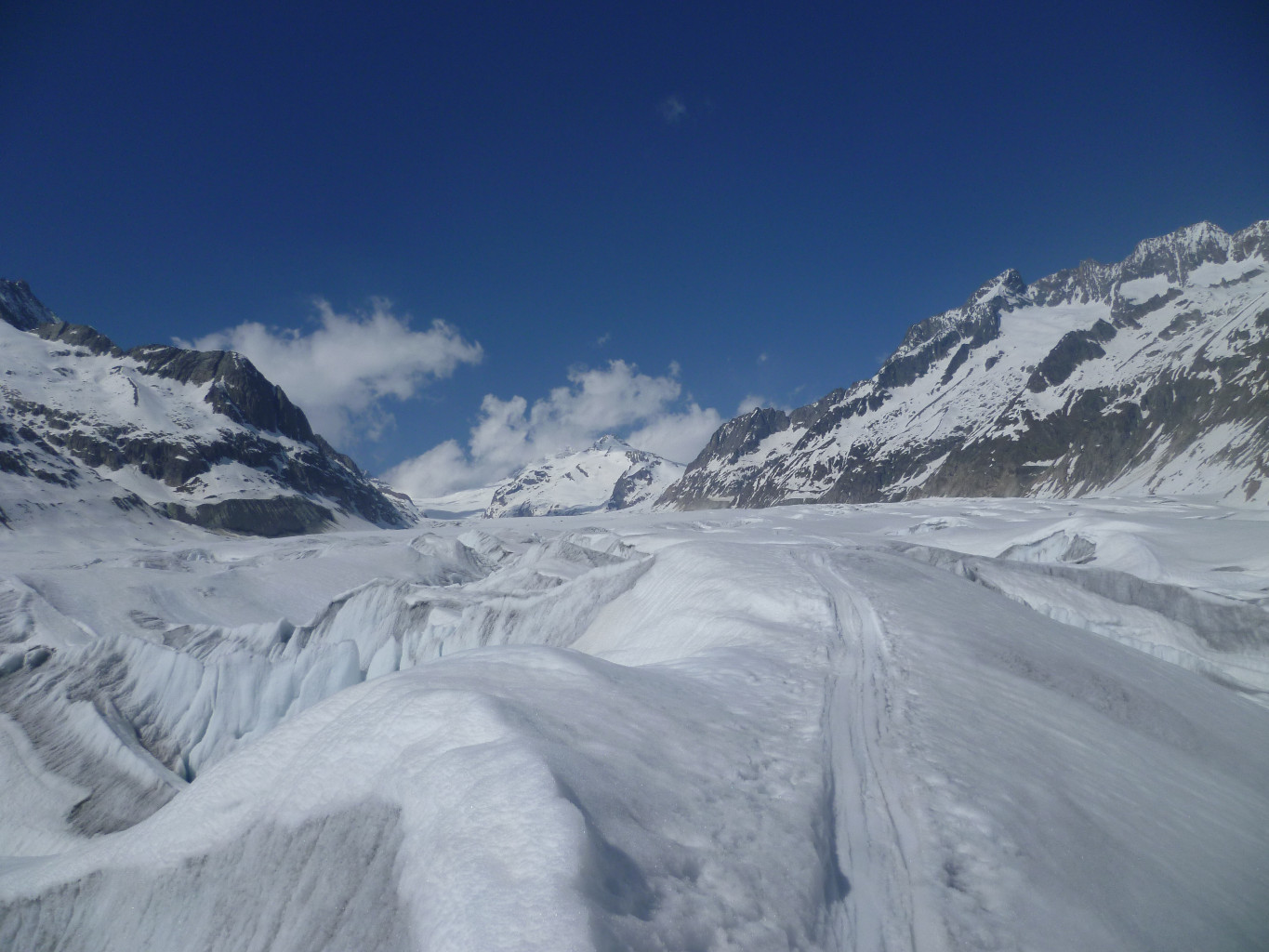 Au début de la remontée du glacier d'Aletsch
