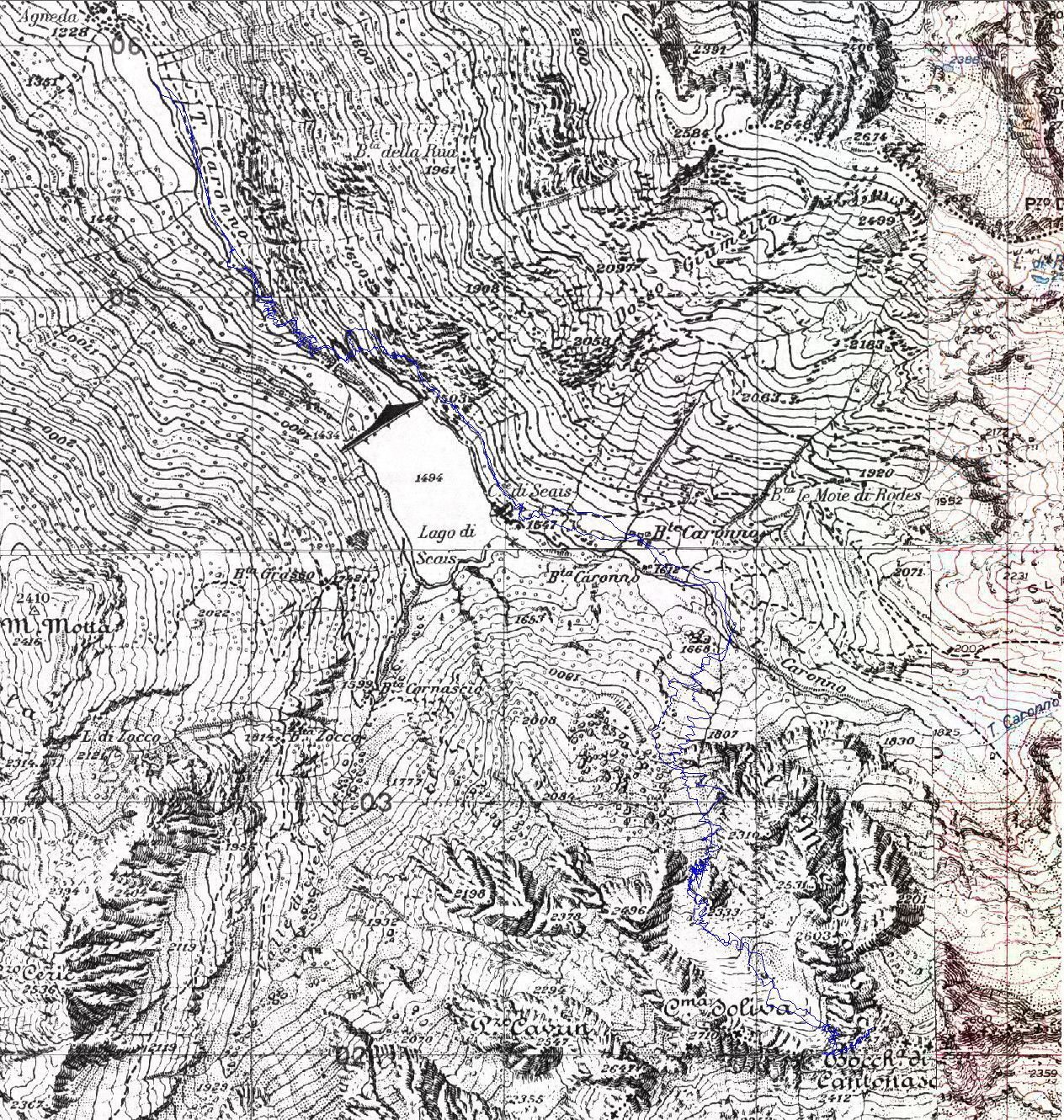 Il Medasc 2647m da Agneda svil. 9 km, tracciato GPS su IGM 1:25000 gita del 15-04-2014