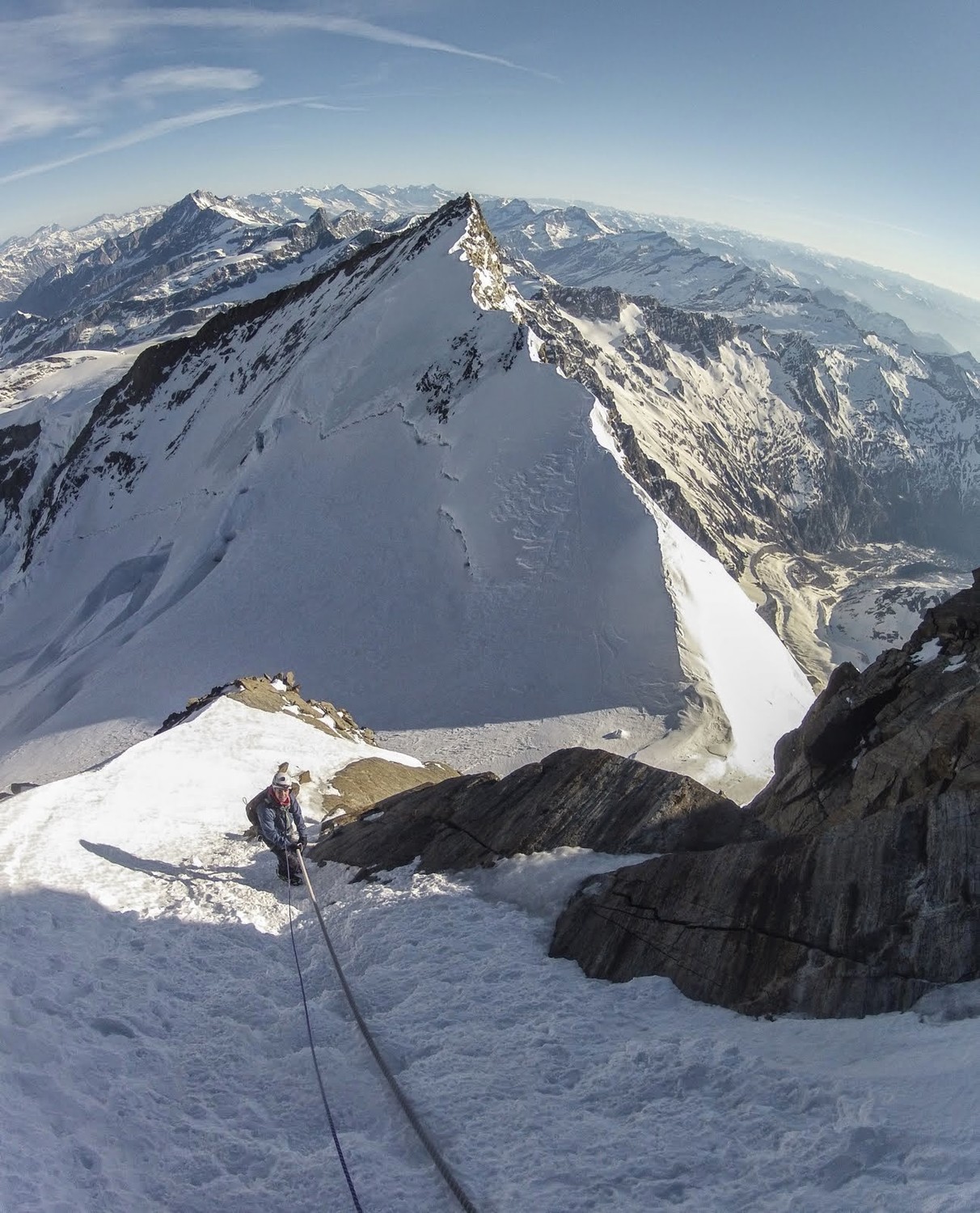 Descente du Mont Rose pour aller sur la Norend