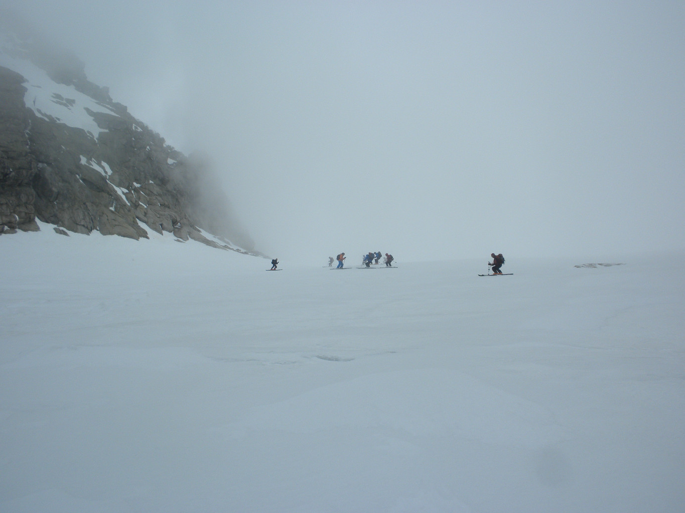 Dans la descente du couloir S du Passo di Maniò
