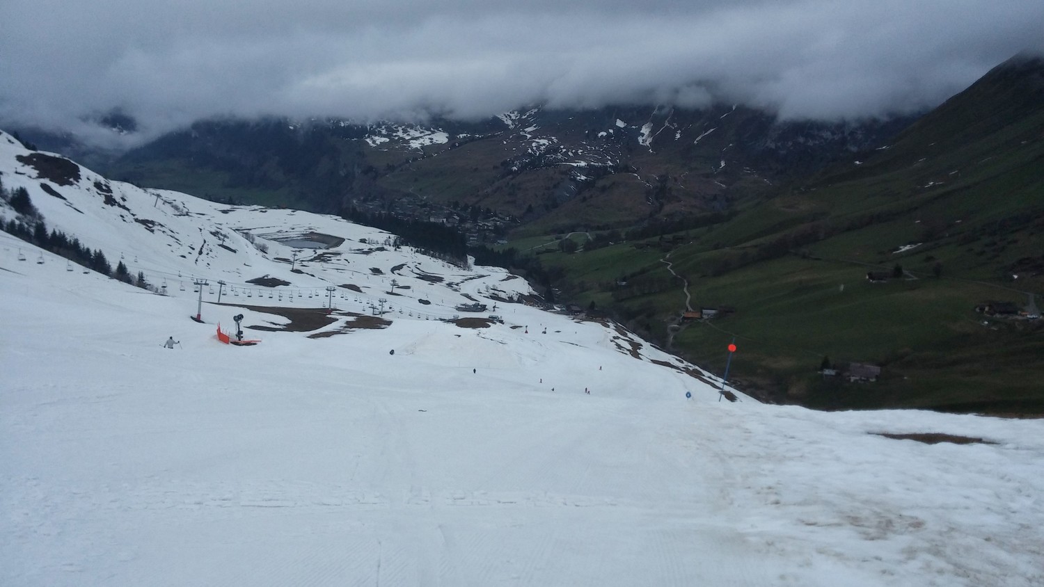 you can see the ski tracks have been groomed