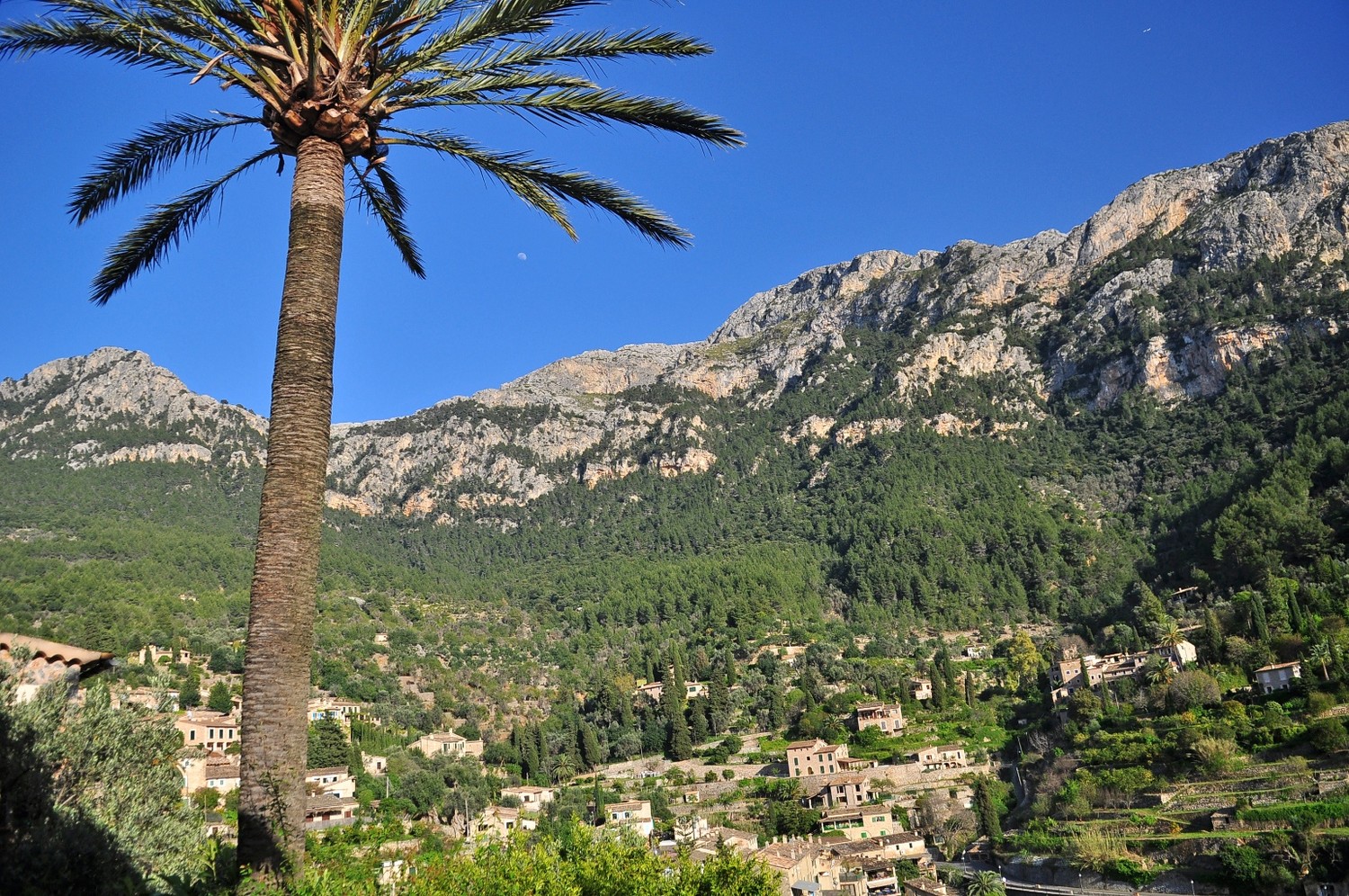 Deia depuis la terrasse de l'hôtel et vue sur d'où on vient