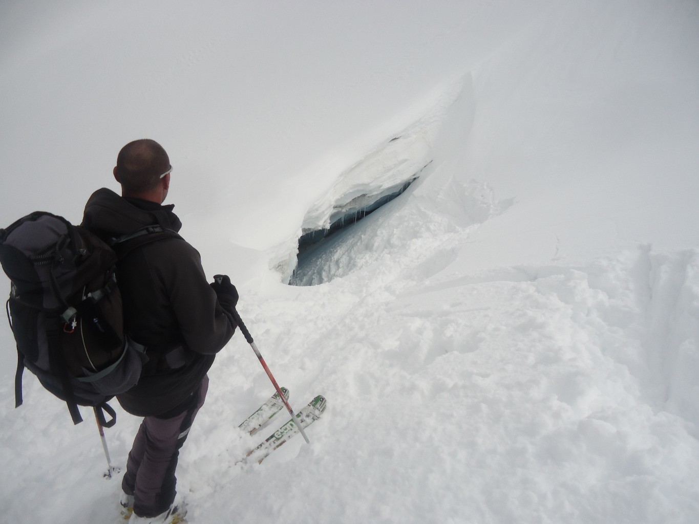 Monte Magro: l'uscita dal crepaccio nel quale siamo entrati in salita