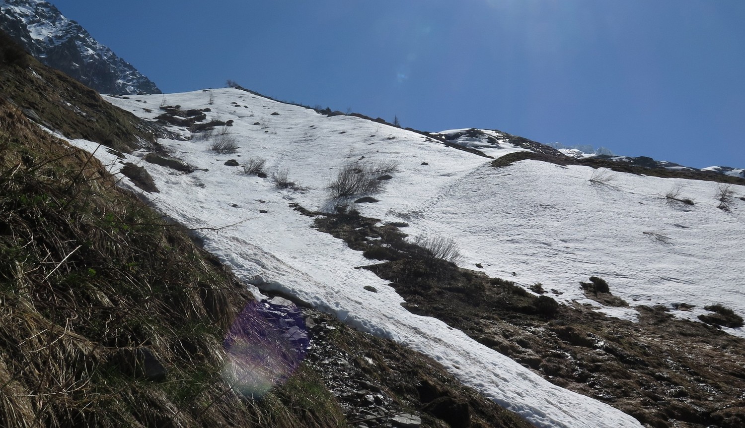 Enneigement ce jour jusqu'en bas de la moraine