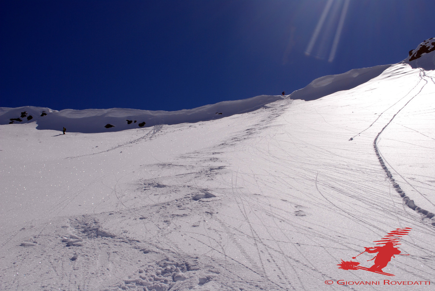 Prime curve durante la discesa sul versante NW del Monte Sobretta 3296m