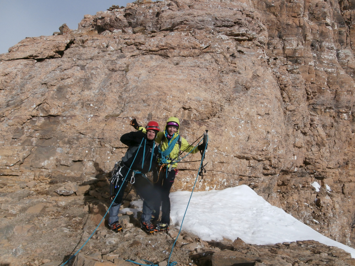 Wam et mon compère de cordée à la sortie du couloir