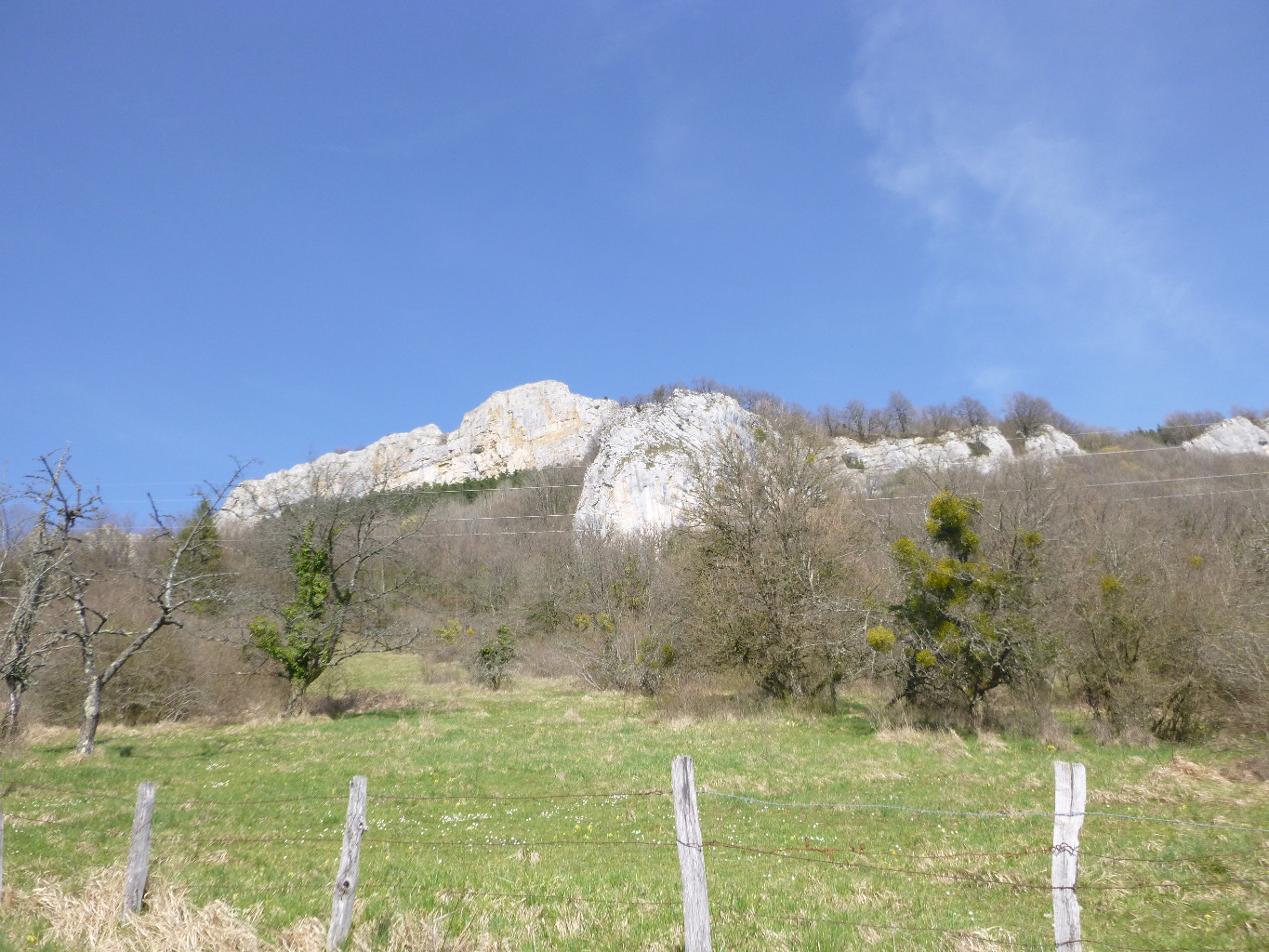 En arrière plan, falaise de hautepierre, avec le Mt Geramin devant.