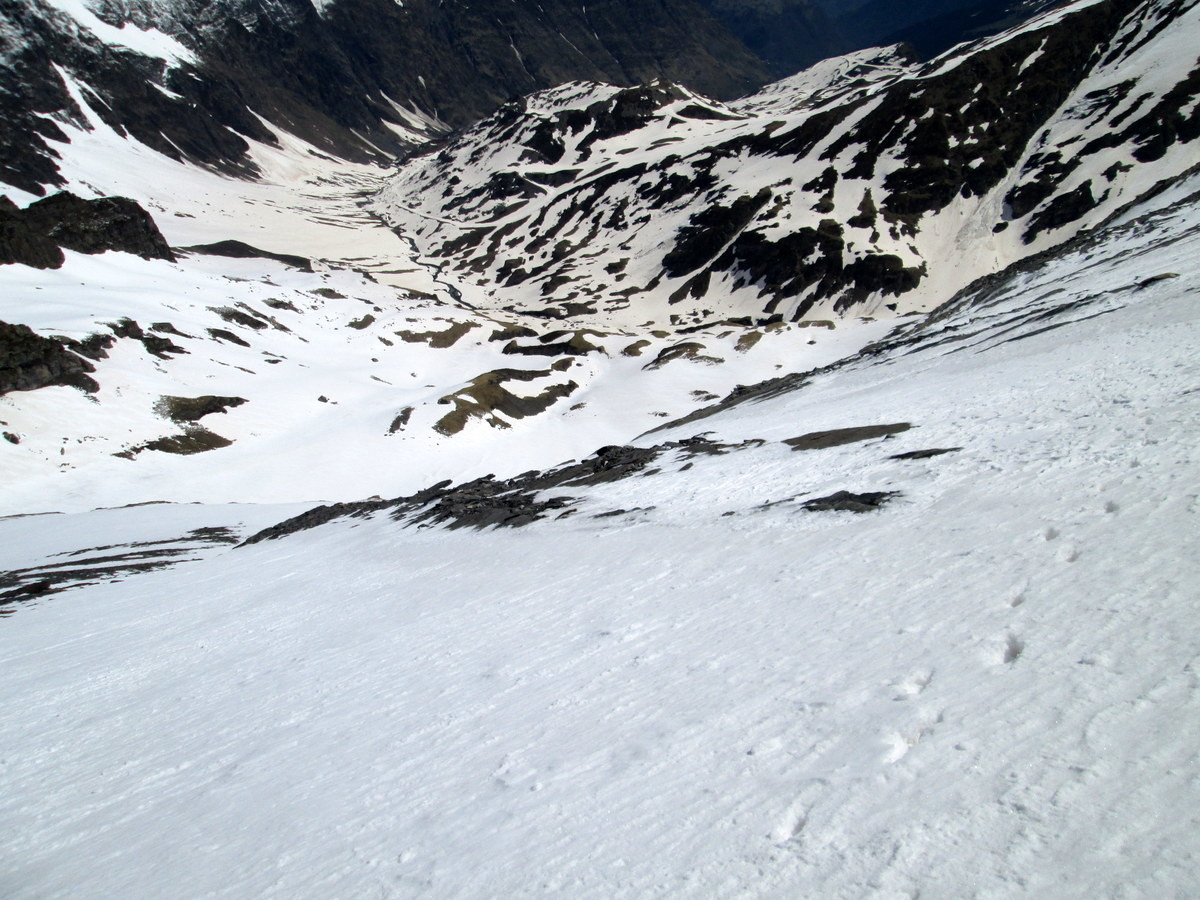 Traces de chamois dans la descente (face NE Soum des Salettes)