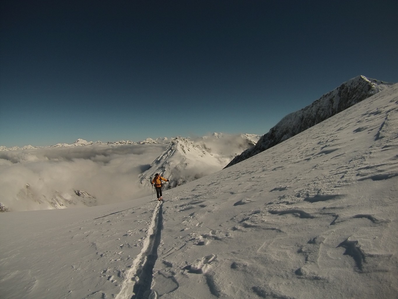 Gigi in salita sul Platta glacier