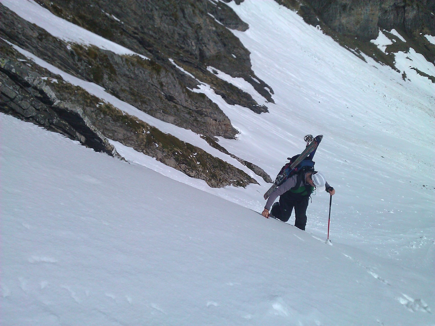 en crampons dans le passage très raide