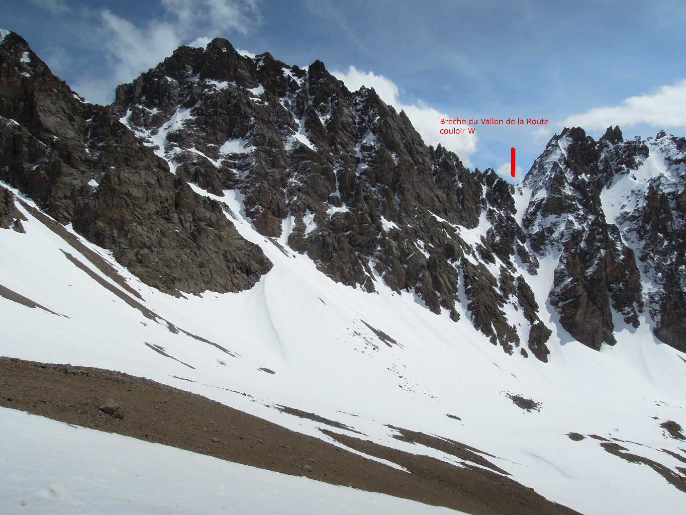 Brèche du Vallon de la Route, couloir W