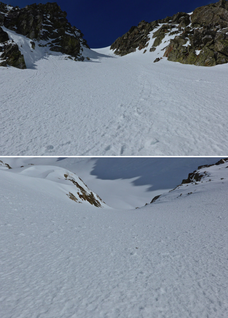 Le haut venant de Combe Grosse et le bas que je vais prendre sous le Pas du Loup.