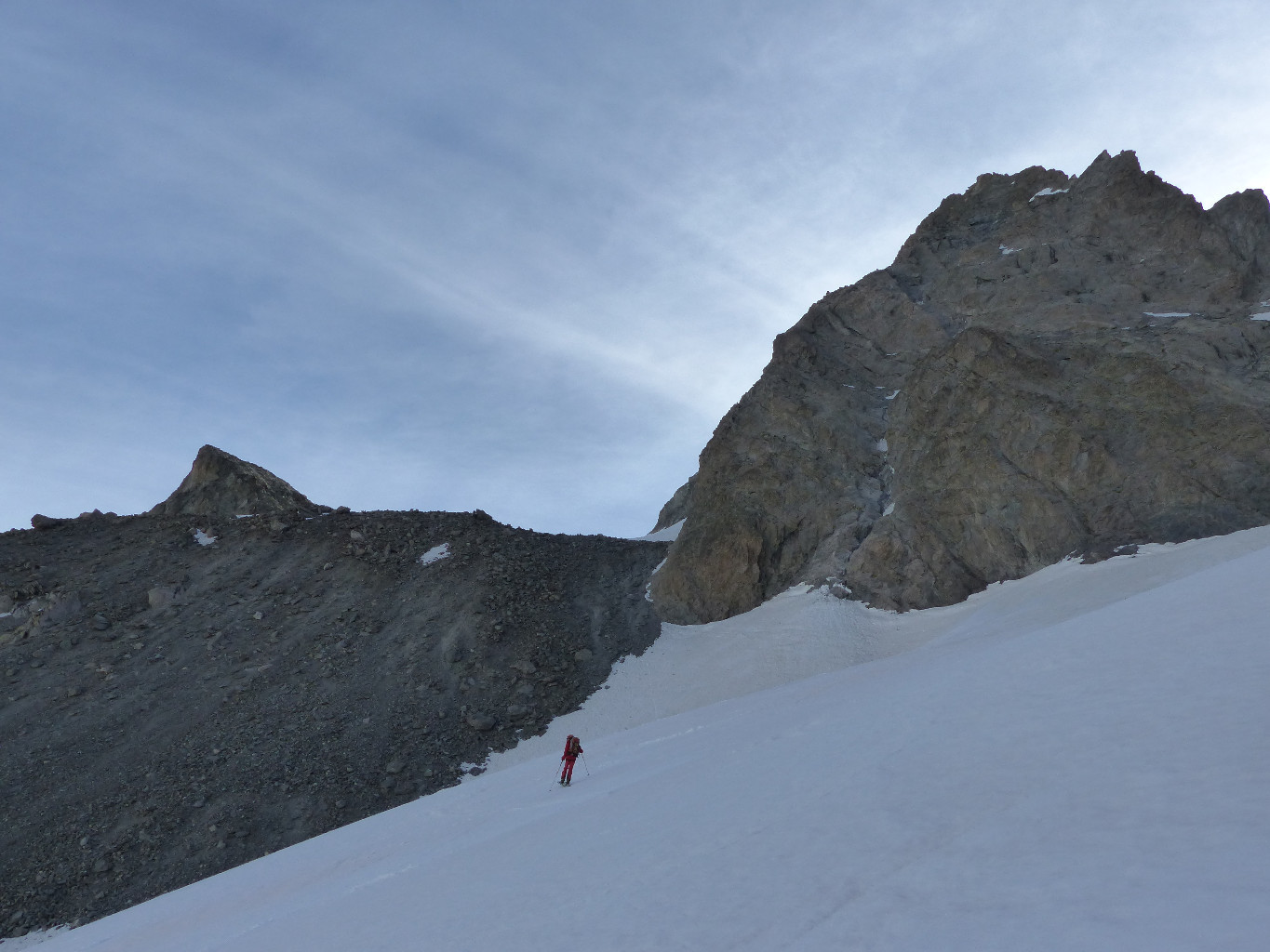 pente déneigée le fameux "couloir"
