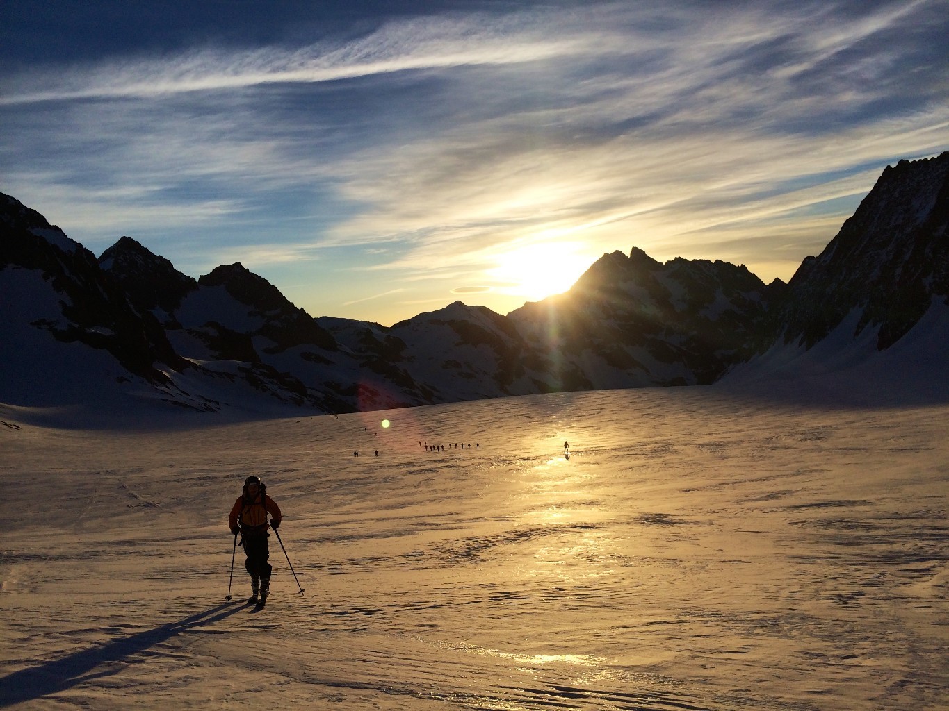 lever de soleil sur le glacier