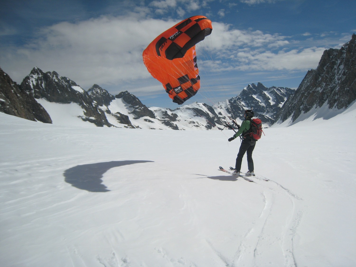 session kite sur le glacier blanc