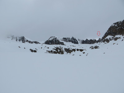 Verborgenen Bergferner, Turmscharte with the arrow, Vorderer Wilder Turm to the right Verborgenen Bergferner, Turmscharte with the arrow, Vorderer Wilder Turm to the right