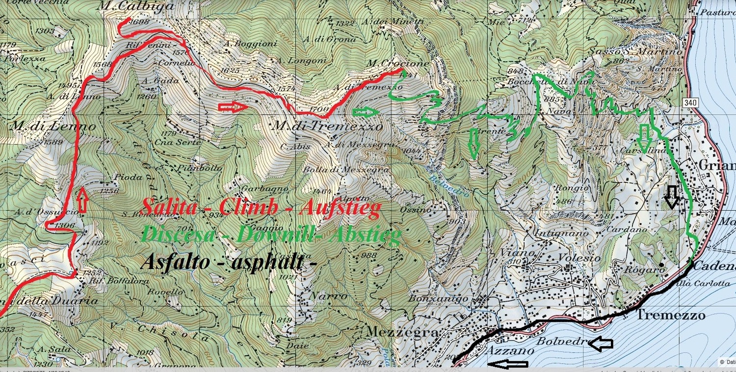 Piantina del tour swisstopo