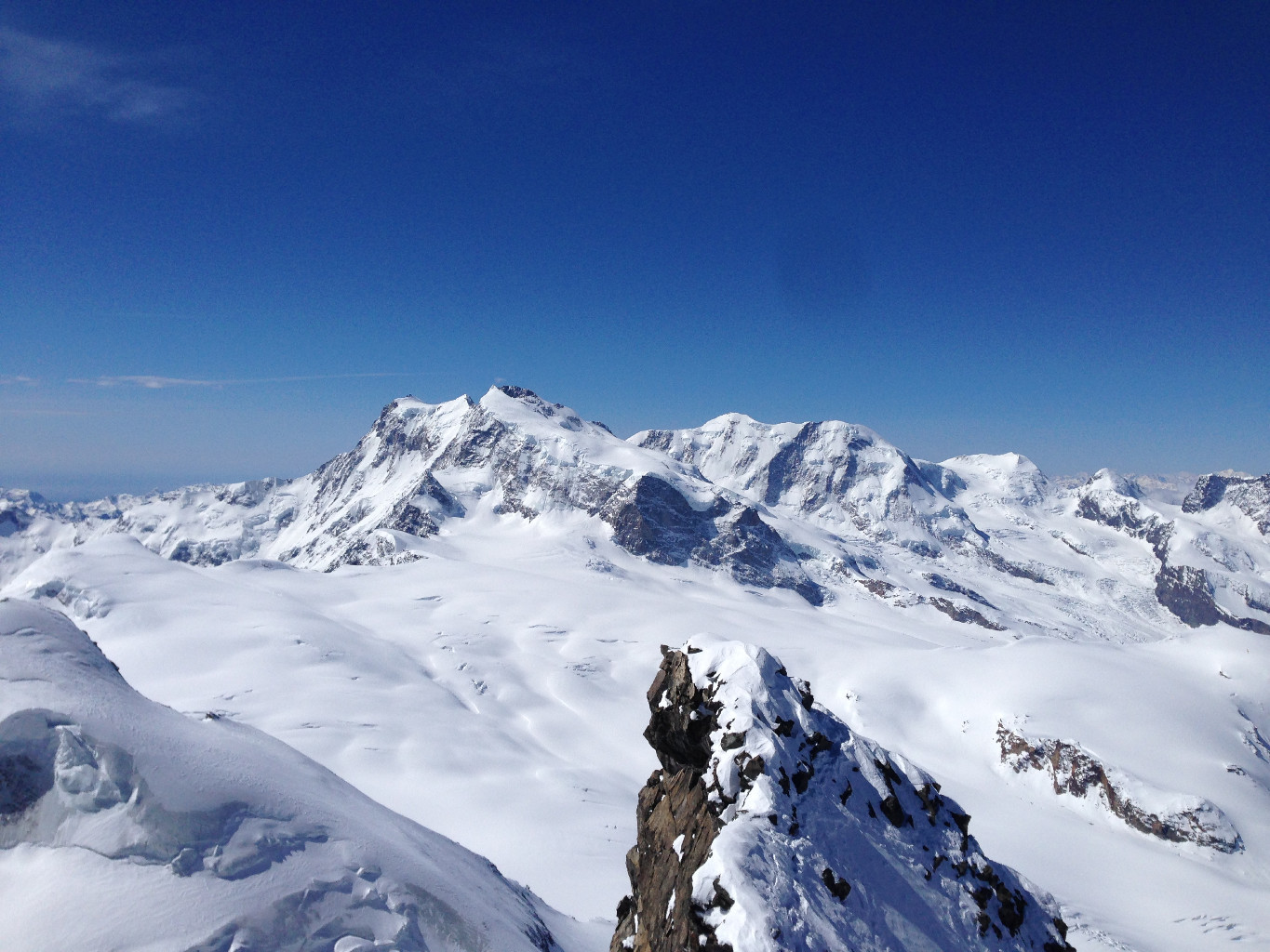 Panoramica del Rosa, Lyskamm, Castore dalla cresta finale