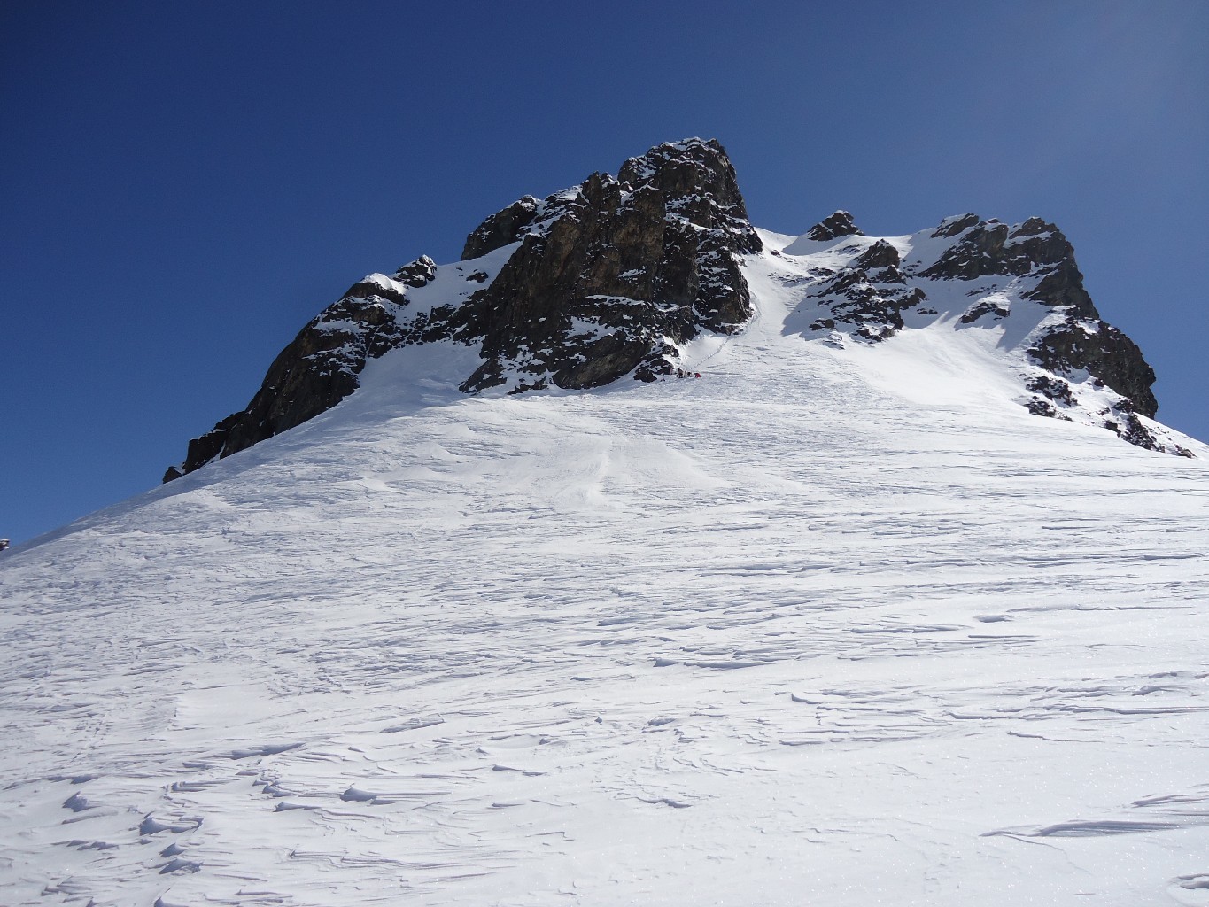 Rimpfischhorn: verso il deposito sci
