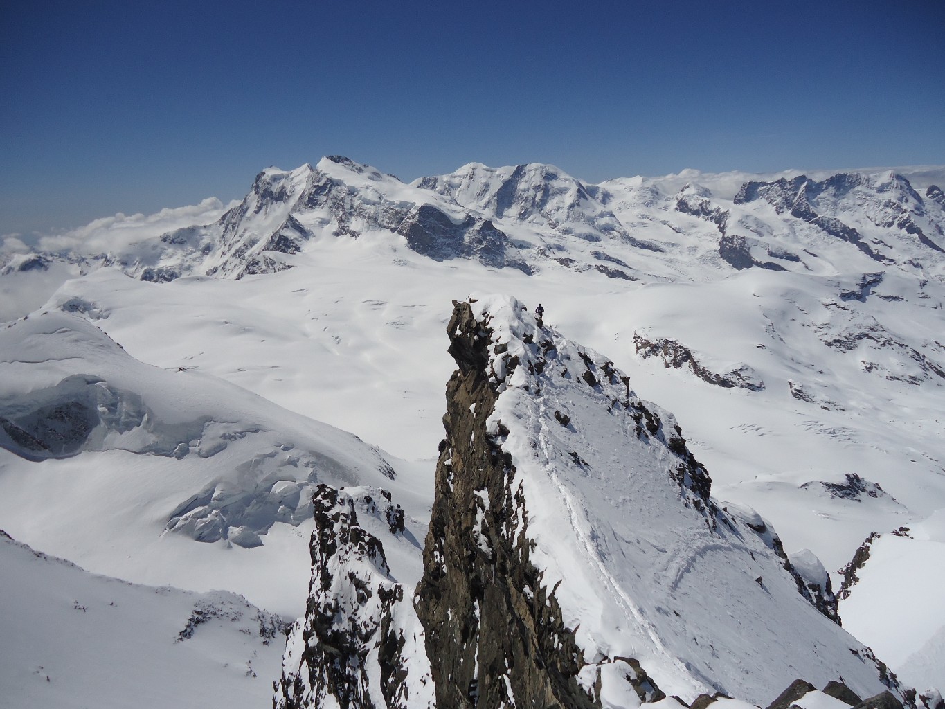 Rimpfischhorn: l'anticima vista dalla vetta