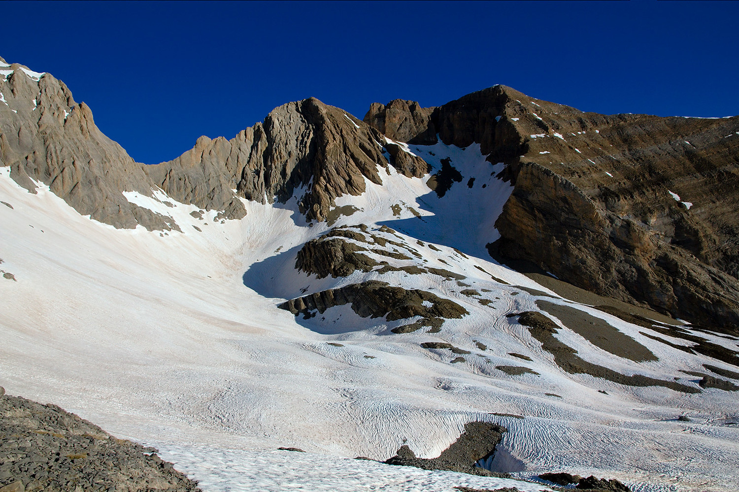 Pic d'Espouy, punta de las Coronas depuis le pied de l'arête NE du Cotiella