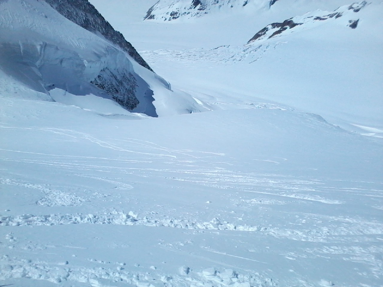 Départ descente depuis la rimaye